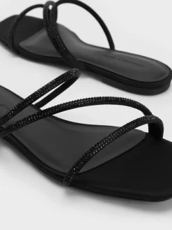 Satin Crystal Strappy Sandals