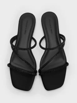 Satin Crystal Strappy Sandals
