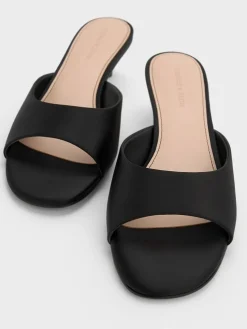 Satin Crystal-Heel Mules