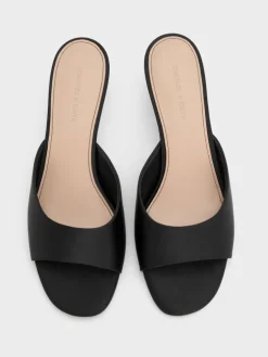 Satin Crystal-Heel Mules
