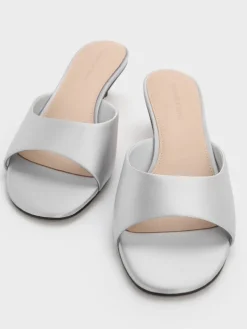 Satin Crystal-Heel Mules