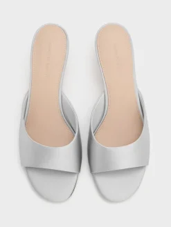 Satin Crystal-Heel Mules