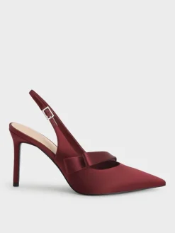 Satin Pleated-Strap Slingback Pumps