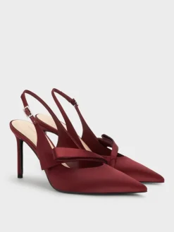 Satin Pleated-Strap Slingback Pumps