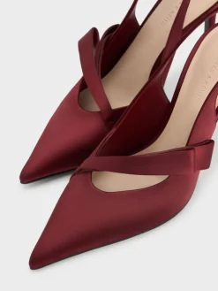 Satin Pleated-Strap Slingback Pumps
