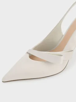 Satin Pleated-Strap Slingback Pumps