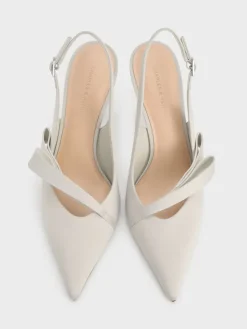Satin Pleated-Strap Slingback Pumps