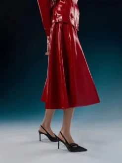 Satin Pleated-Strap Slingback Pumps