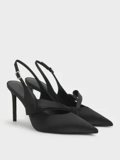 Satin Pleated-Strap Slingback Pumps