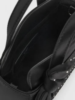 Satin Studded Knot-Bow Mini Bag
