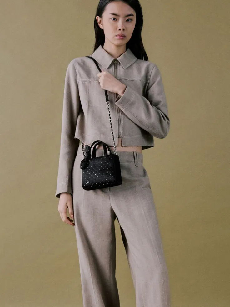 Satin Studded Knot-Bow Mini Bag