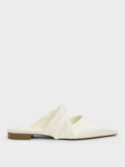 Satin Twisted-Strap Pointed Mules