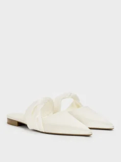 Satin Twisted-Strap Pointed Mules