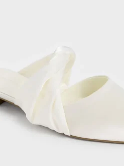 Satin Twisted-Strap Pointed Mules