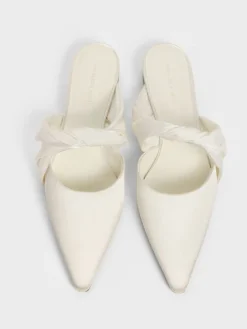 Satin Twisted-Strap Pointed Mules