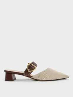 Sepphe Twill Buckle-Strap Heeled Mules