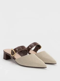 Sepphe Twill Buckle-Strap Heeled Mules