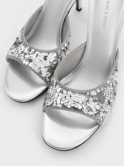 Sequinned Stiletto-Heel Mules