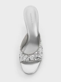 Sequinned Stiletto-Heel Mules