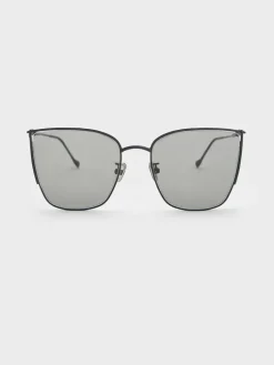 Shea Metallic-Rim Square Sunglasses