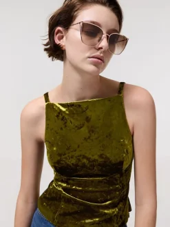 Shea Metallic-Rim Square Sunglasses