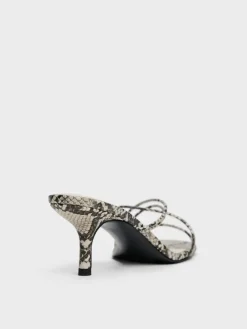 Snake-Print Strappy Heeled Sandals