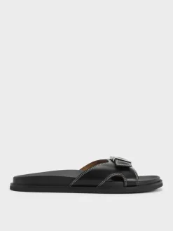 Stitch-Trim Buckled Slides