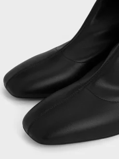 Stitch-Trim Heeled Ankle Boots