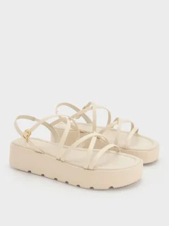 Strappy Ridged-Sole Flatform Sandals