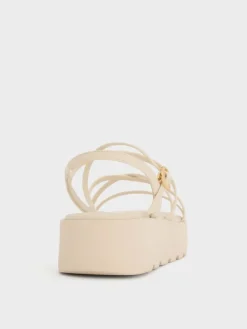 Strappy Ridged-Sole Flatform Sandals