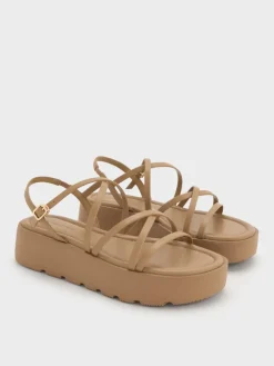 Strappy Ridged-Sole Flatform Sandals