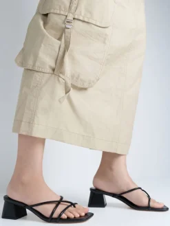Strappy Toe-Ring Block-Heel Sandals