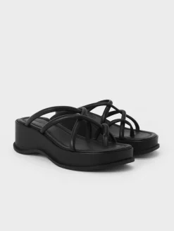 Strappy Tubular Wedge Sandals