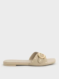 Studded Buckled Slide Sandals