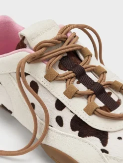 Suede Cow-Print Top-Flap Sneakers