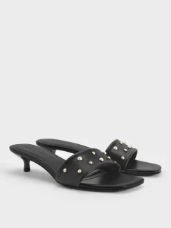 Susie Pearl Kitten-Heel Mules