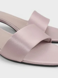 Susie Satin Kitten-Heel Mules