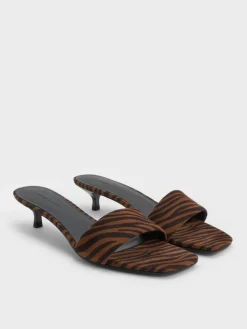 Susie Zebra-Print Kitten-Heel Mules
