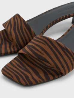 Susie Zebra-Print Kitten-Heel Mules