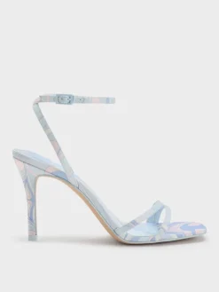 Swirl-Print Ankle-Strap Heels