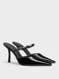 Tapered Square-Toe Heeled Mules