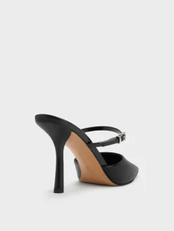 Tapered Square-Toe Heeled Mules