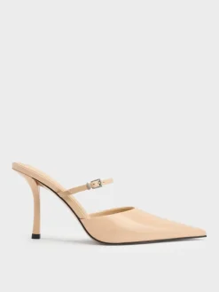 Tapered Square-Toe Heeled Mules