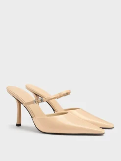 Tapered Square-Toe Heeled Mules