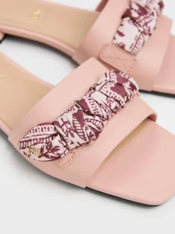 Tayari Leather Printed-Strap Slide Sandals