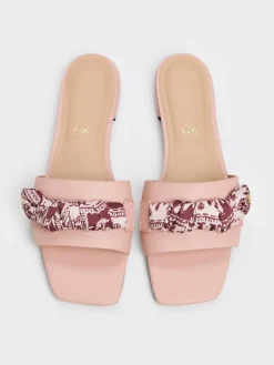 Tayari Leather Printed-Strap Slide Sandals