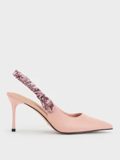 Tayari Leather Scarf-Strap Slingback Pumps