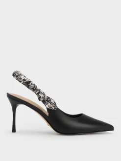 Tayari Leather Scarf-Strap Slingback Pumps