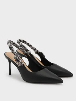 Tayari Leather Scarf-Strap Slingback Pumps