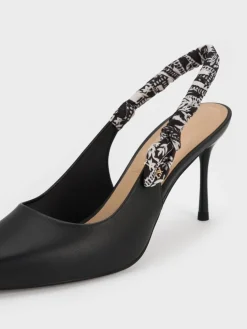 Tayari Leather Scarf-Strap Slingback Pumps